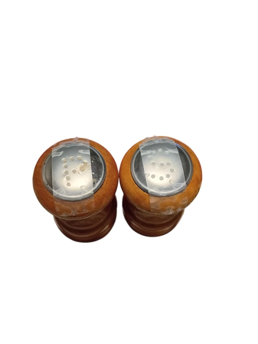 Vintage MCM Metal & Wood Salt & Pepper Shaker Good Condition